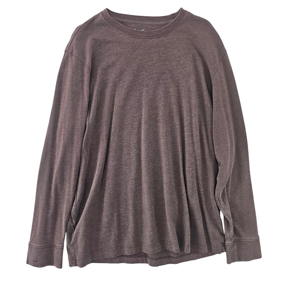 Eddie Bauer Mens Long Sleeve Crewneck T-Shirt Brown‎ Heathered Jersey Large L